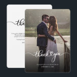 Modern Photo Script Wedding Thank You Card<br><div class="desc">A great and thoughtful way to thank your friends,  family,  and coworkers who graced you their presence on your your wedding day with this modern photo thank you cards with script hand lettered "thank you" and a love heart.</div>