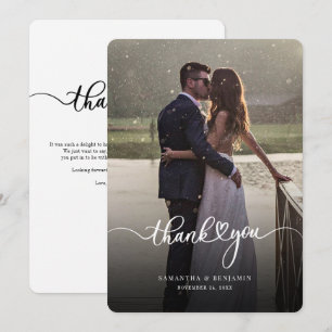 Modern Photo Script Wedding Thank You Card