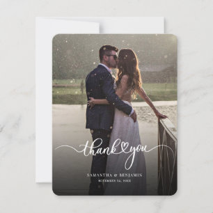 Modern Photo Script Wedding Thank You Card