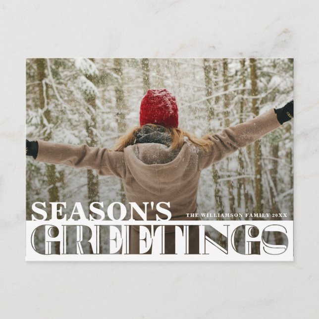 Modern Photo Season's Greetings Christmas Postcard (Front)