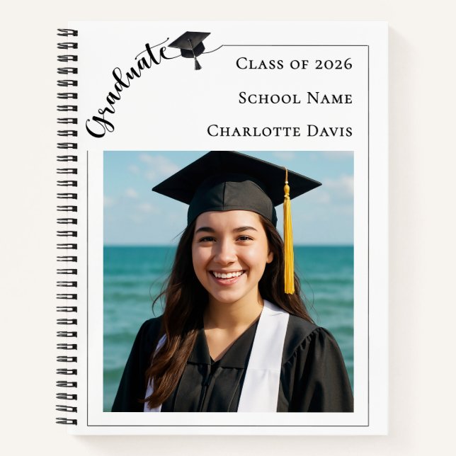 Modern photo senior school Graduation Notebook (Front)