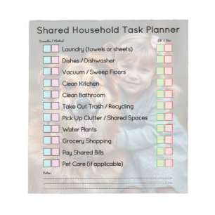Modern Photo Shared Household Tasks Planner Notepad