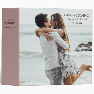 Modern Photo Simple Mauve Pink Wedding Planner 3 R Binder
