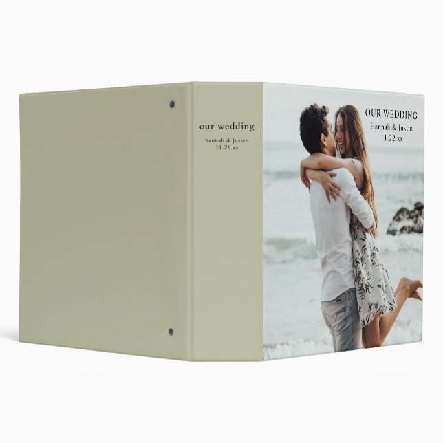 Modern Photo Simple Sage Green Wedding Planner 3 R Binder (Background)