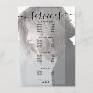Modern Photo Simple Salon Service Menu Price List