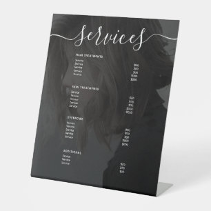 Modern Photo Simple Salon Service Menu Price List Pedestal Sign