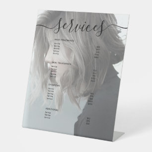 Modern Photo Simple Salon Service Menu Price List  Pedestal Sign