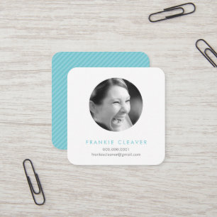 MODERN PHOTO SPOT headshot simple circle aqua blue Square Business Card