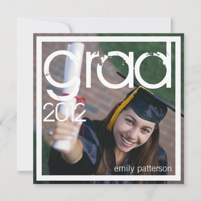 Modern Photo Square Grad Graduation Party Invitation (Front)