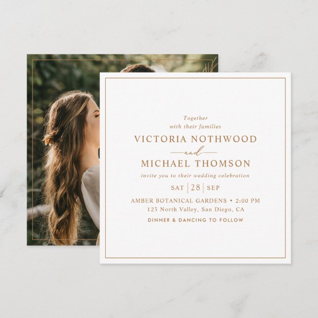 Modern Photo Square Wedding  Invitation (Front/Back)