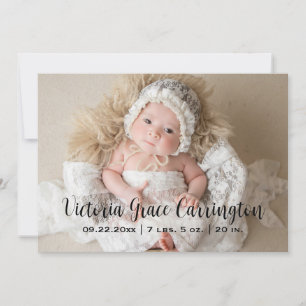 Modern Photo Stats Name Personalized Announcement
