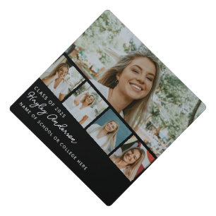Modern Photo Strip Collage Graduation Cap Topper