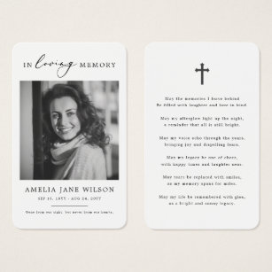 Modern Photo Sympathy Funeral Memorial Prayer Card