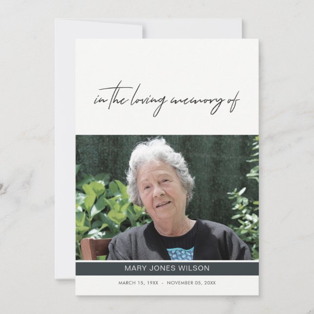 MODERN PHOTO SYMPATHY MEMORIAL SERVICE INVITE (Front)