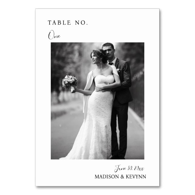 Modern Photo Table Number Card (Front)