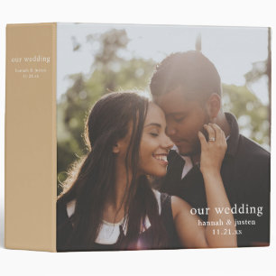 Modern Photo Tan Simple Wedding Planner Binder