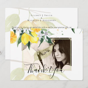 Modern Photo Thank You Wedding Card Lemons Theme