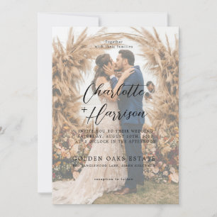 Modern Photo Tint Overlay Script Serif Wedding Invitation