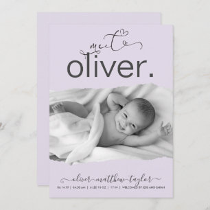 Modern Photo Torn Paper Frame Birth Announcement