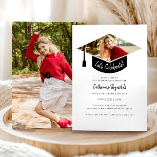 Modern Photo Trendy Graduation Party Invitation