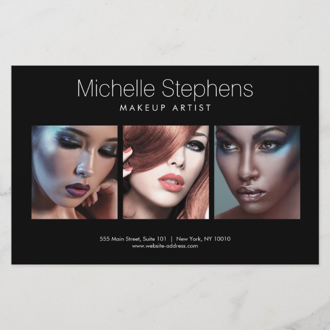 Modern Photo Trio for Makeup Artists Black Flyer (Front)