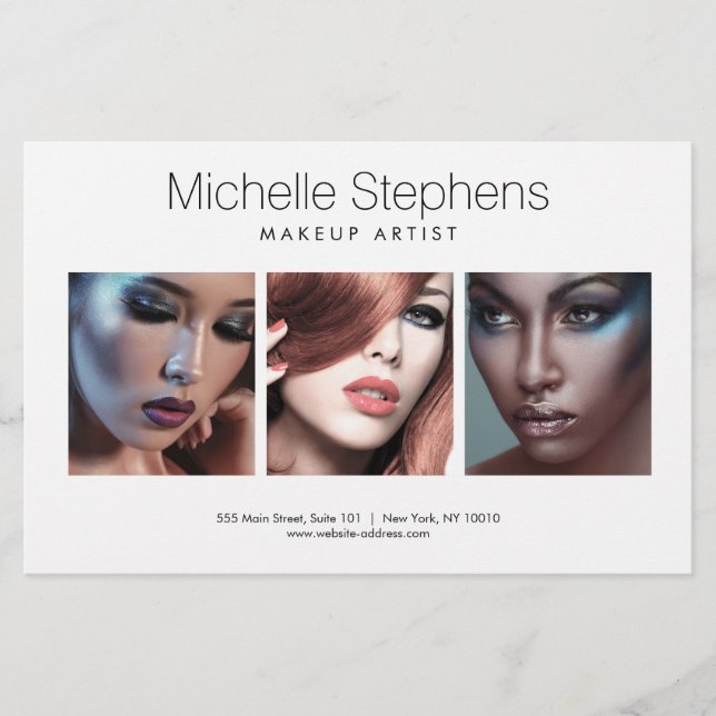 Modern Photo Trio for Makeup Artists, Stylists Flyer (Front)