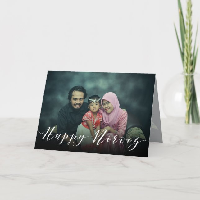 Modern Photo Typography Happy Norooz New Year Card (Front)