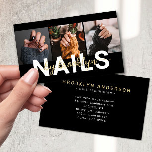 Modern Photo Typography Nail Artist Business Card