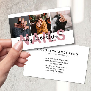 Modern Photo Typography Nail Artist  Business Card