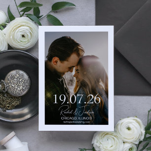 Modern Photo Typography Overlay Wedding Save The Date