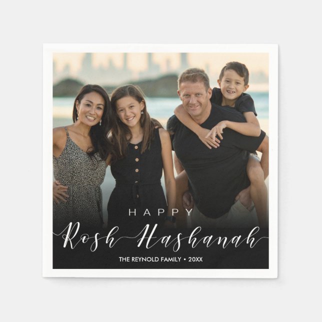 Modern Photo Typography Rosh Hashanah New Year Napkin (Front)