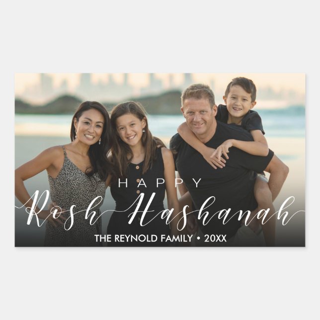 Modern Photo Typography Rosh Hashanah New Year Sticker (Front)