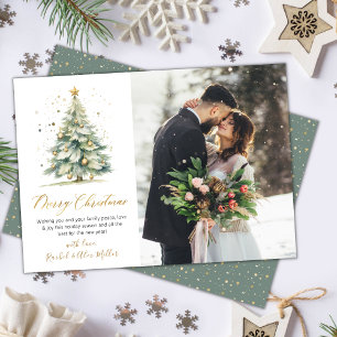 Modern Photo Watercolor Christmas Tree Christmas  Holiday Card
