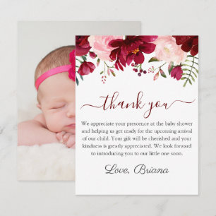 Modern Photo Watercolor Floral Girl Baby Shower In Invitation