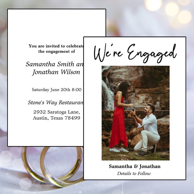 Modern Photo We’re Engaged Announcement Card (Creator Uploaded)