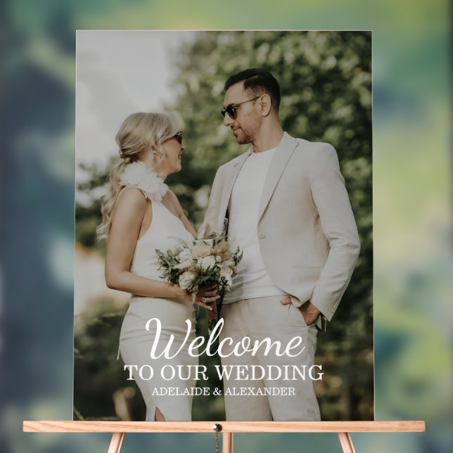 Modern Photo Wedding Acrylic Sign (Neutral)