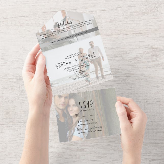 Modern Photo Wedding All In One Invitation (Tearaway)