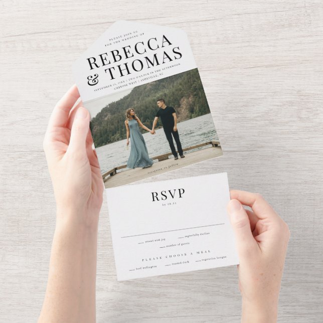 Modern Photo Wedding All In One Invitation (Tearaway)