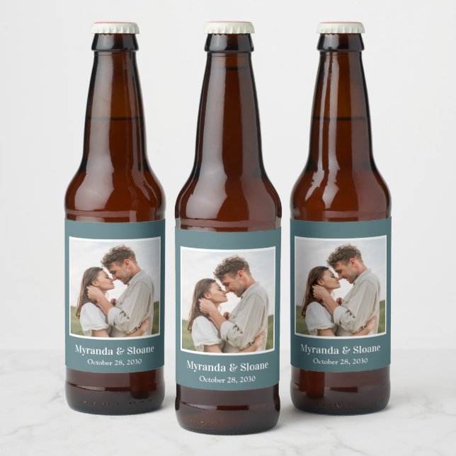 Modern Photo Wedding Beer Bottle Label (Bottles)