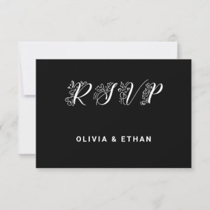 Modern Photo Wedding Black & White Overlay RSVP Card