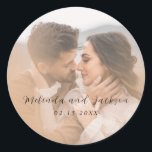 Modern Photo Wedding Classic Round Sticker<br><div class="desc">Simple and modern design.</div>