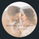 Modern Photo Wedding Classic Round Sticker<br><div class="desc">Simple and modern design.</div>
