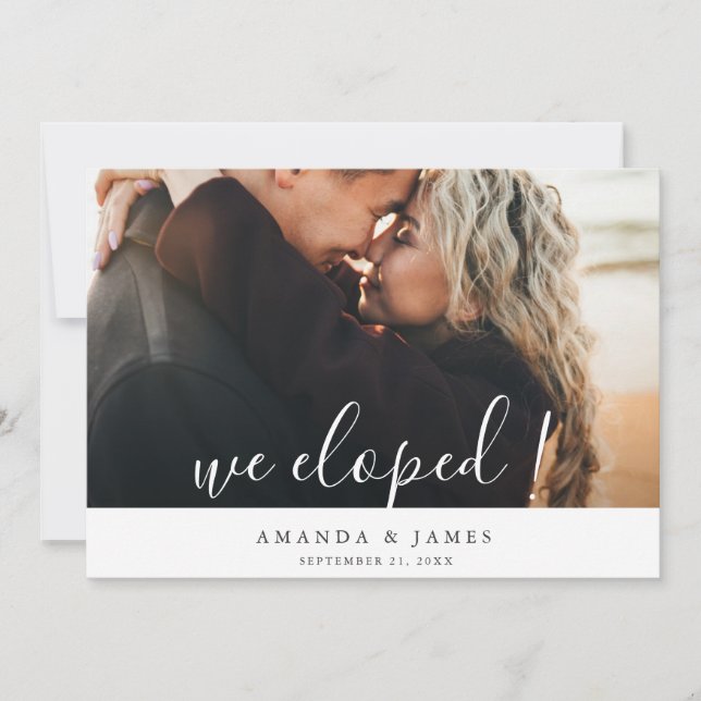 Modern Photo Wedding Elopement Announcement (Front)