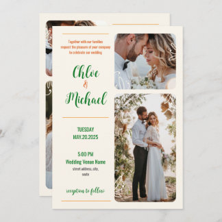 Modern Photo Wedding Invitation with QR Code