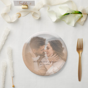Modern Photo Wedding Paper Plate