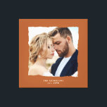 Modern photo wedding personalized est. in canvas print<br><div class="desc">Modern simple torn edges rust photo wedding personalized established in gift.</div>