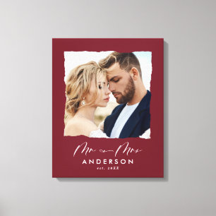 Modern photo wedding personalized Mr and Mrs Canvas Print