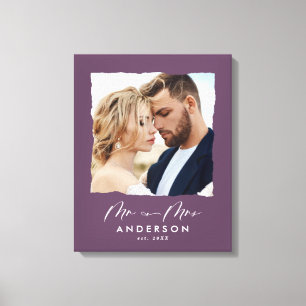 Modern photo wedding personalized Mr and Mrs Canvas Print