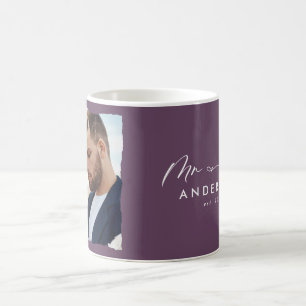 Modern photo wedding personalized Mr and Mrs Coffee Mug