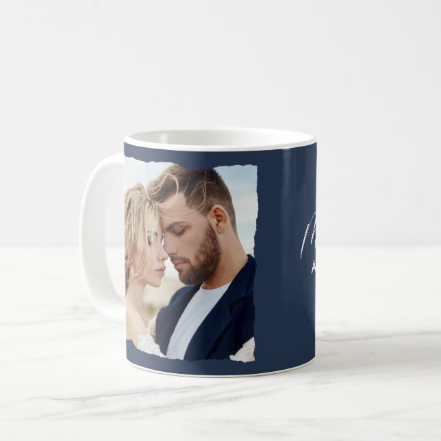 Modern photo wedding personalized Mr and Mrs Coffee Mug (Front Left)